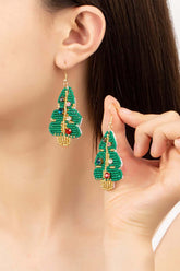 Handmade Beaded Christmas Tree Holiday Drop Earrings, Earrings, $ 25.95, A Moment Of Now™